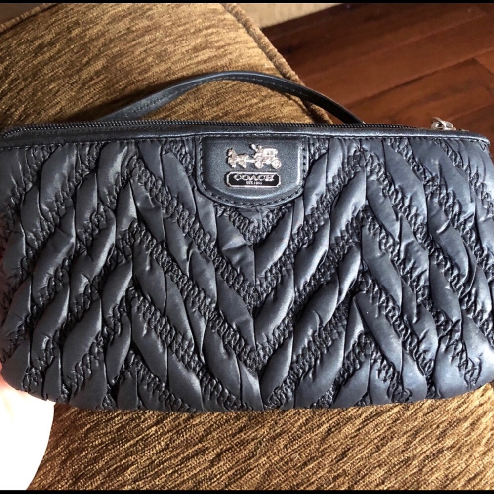 Coach Black Leather Wristlet